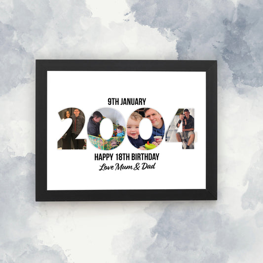 Year of Born Photo Collage, 18th Birthday Print, Personalised Family Print, Landmark Birthday Print, Birthday Gift idea for Boys & Girls