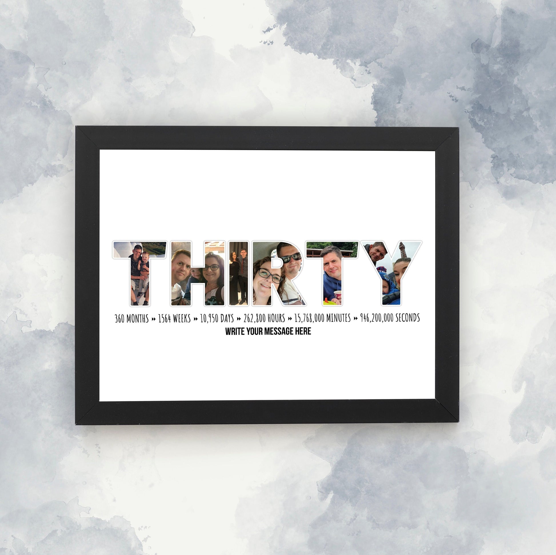30th Birthday, Photo Collage Print, Personalised Photo Collage, Landmark Birthday Print, Framed Print, Birthday Gift idea Boy or Girl