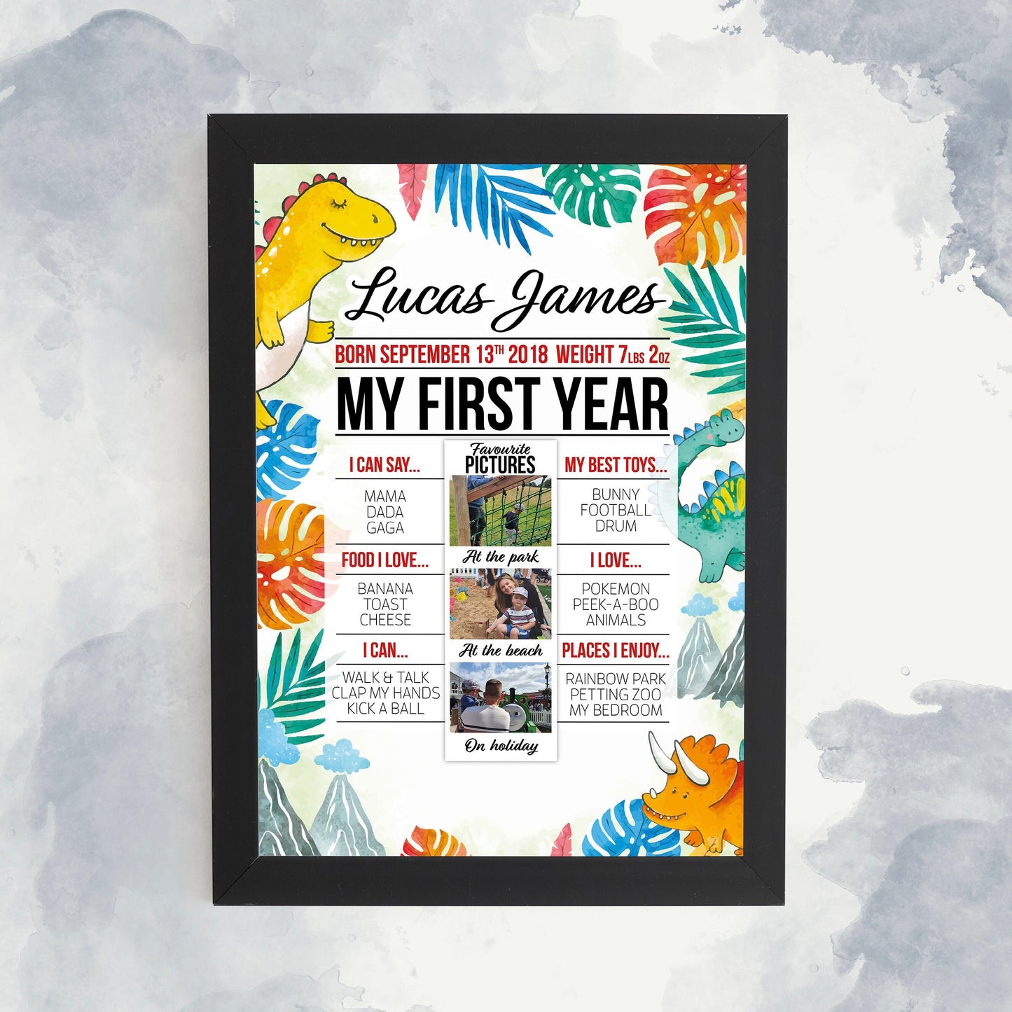Personalised 1st Birthday Sign, Baby Information Print, Custom First Birthday Poster, Mile Stone Poster, One Year Old Birthday