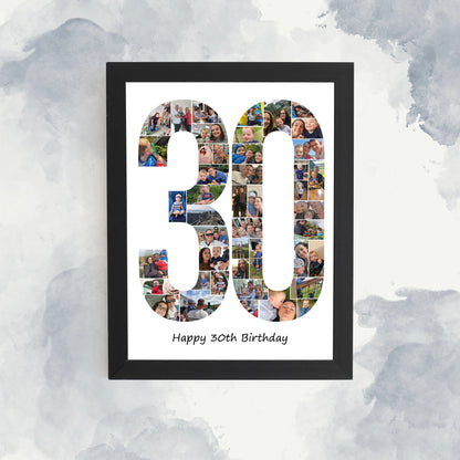 50th Photo Collage, Personalised Birthday Collage Print, 50th Photo Collage, Landmark Birthday Print, Framed Print, 50th Birthday Gift