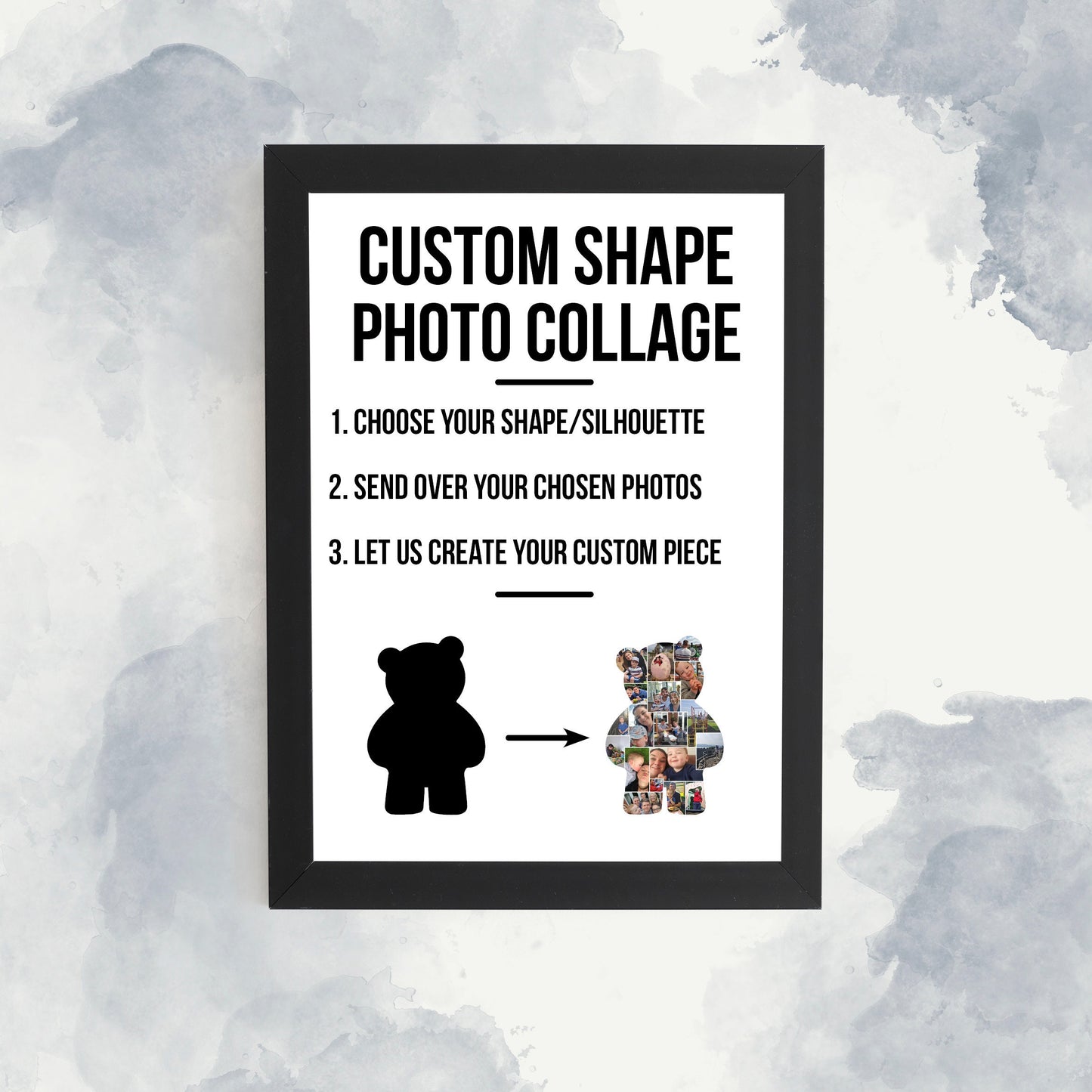 Personalised Photo Collage, Custom Shape Photo Collage, Unique Framed Collage Gift, Shaped Collage Prints, Christmas Gift for Family,