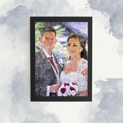 Personalised Wedding Photo Mosaic Art, Anniversary Gift Photo Collage, Couples Photo Montage, Framed Custom Collage, Personalised Artwork
