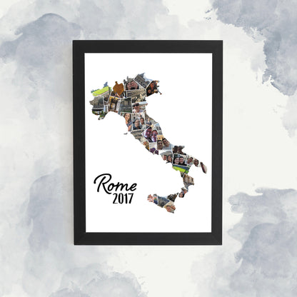 Personalised Australia Country Photo Collage - Country Map Print - Holiday Memories - Framed Home Décor - Travelling memories - Any Country