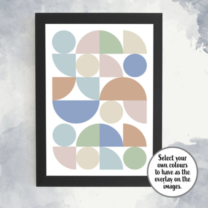Bauhaus Geometric Shapes, Personalised Photo Collage, Wall Art, Abstract Photo Montage for Home Décor.