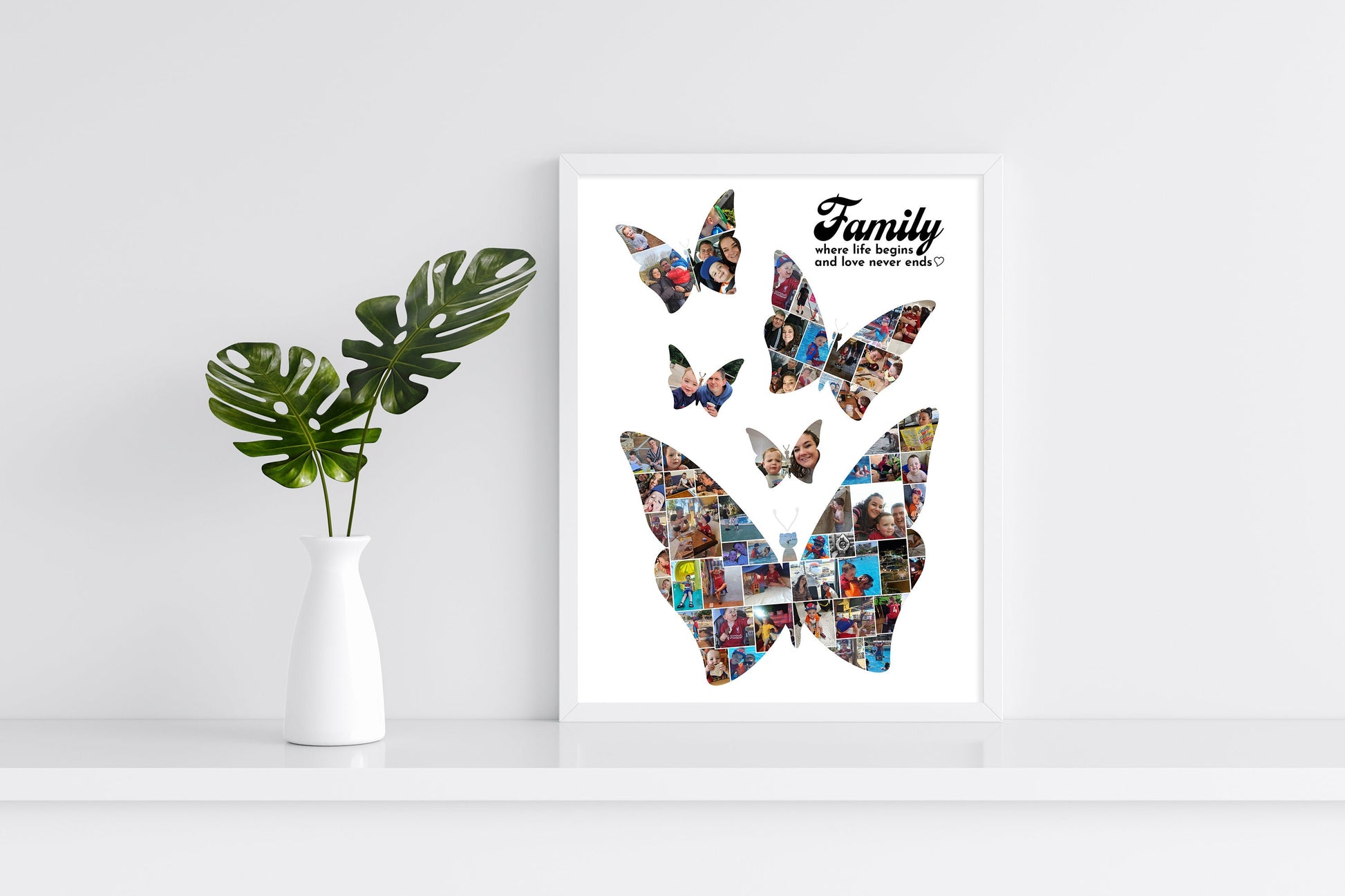 Butterfly Personalised Photo Collage, Butterfly Collage Print, Family Wall Art, Family Photo Collage, Memory Montage, Family Photo Print