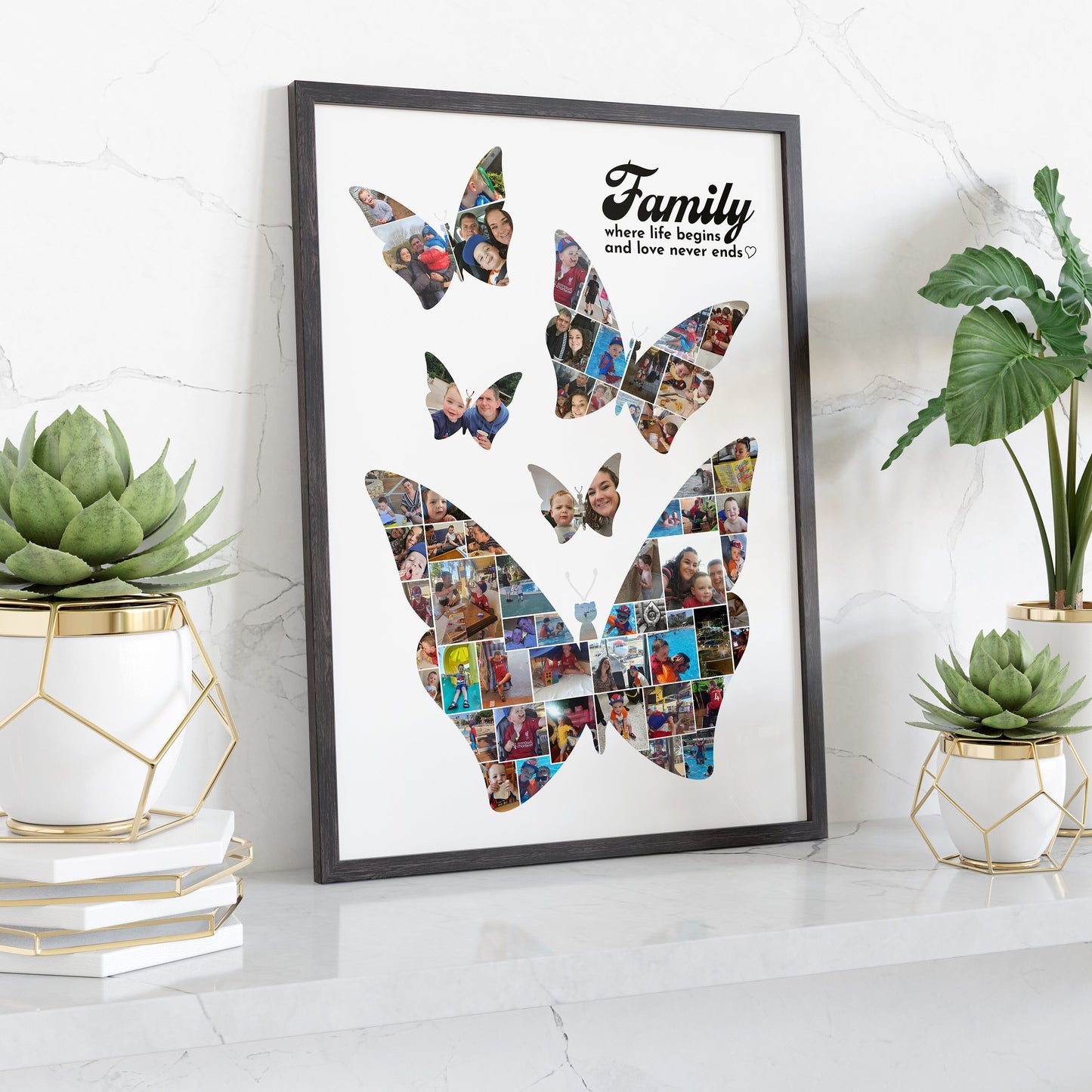 Butterfly Personalised Photo Collage, Butterfly Collage Print, Family Wall Art, Family Photo Collage, Memory Montage, Family Photo Print