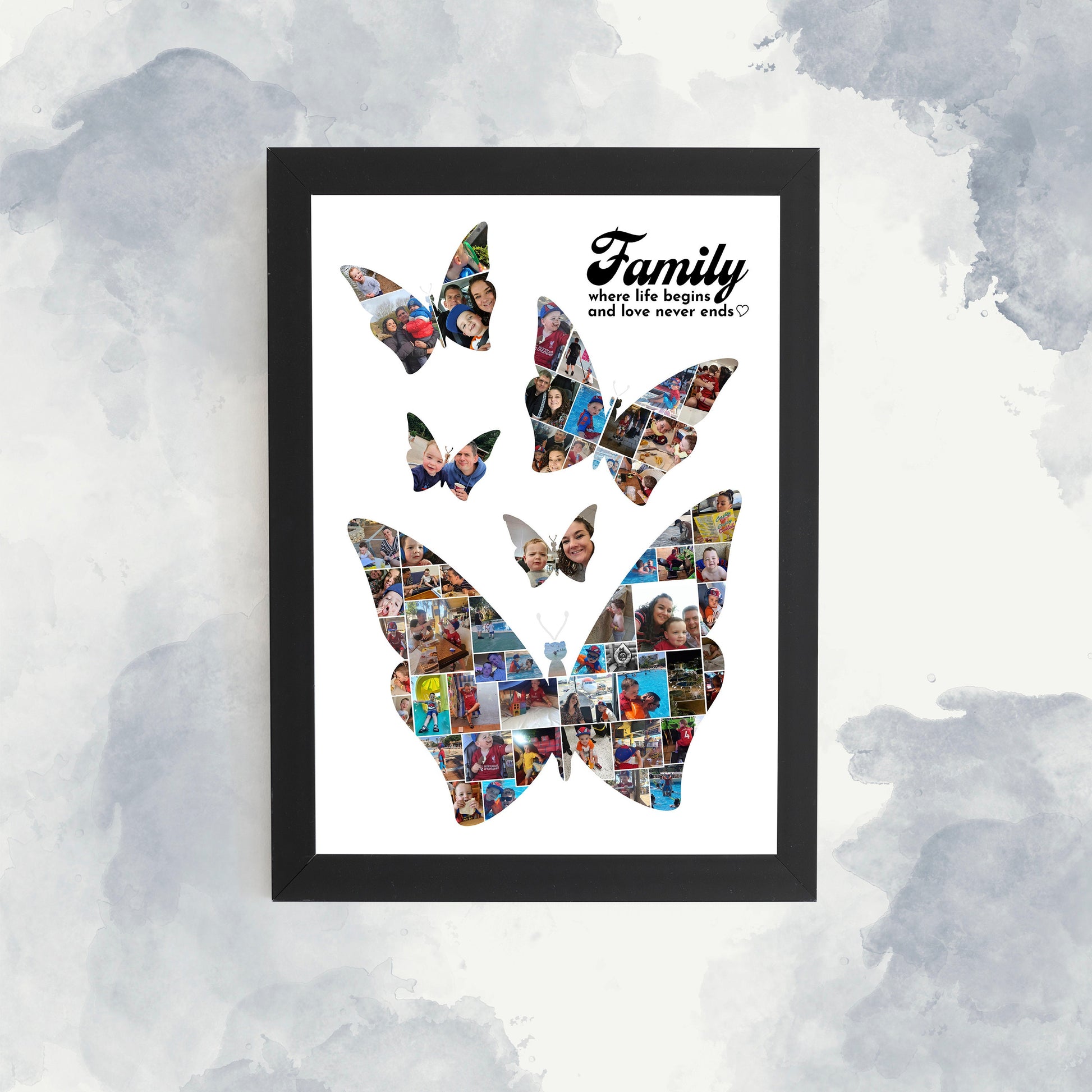 Butterfly Personalised Photo Collage, Butterfly Collage Print, Family Wall Art, Family Photo Collage, Memory Montage, Family Photo Print