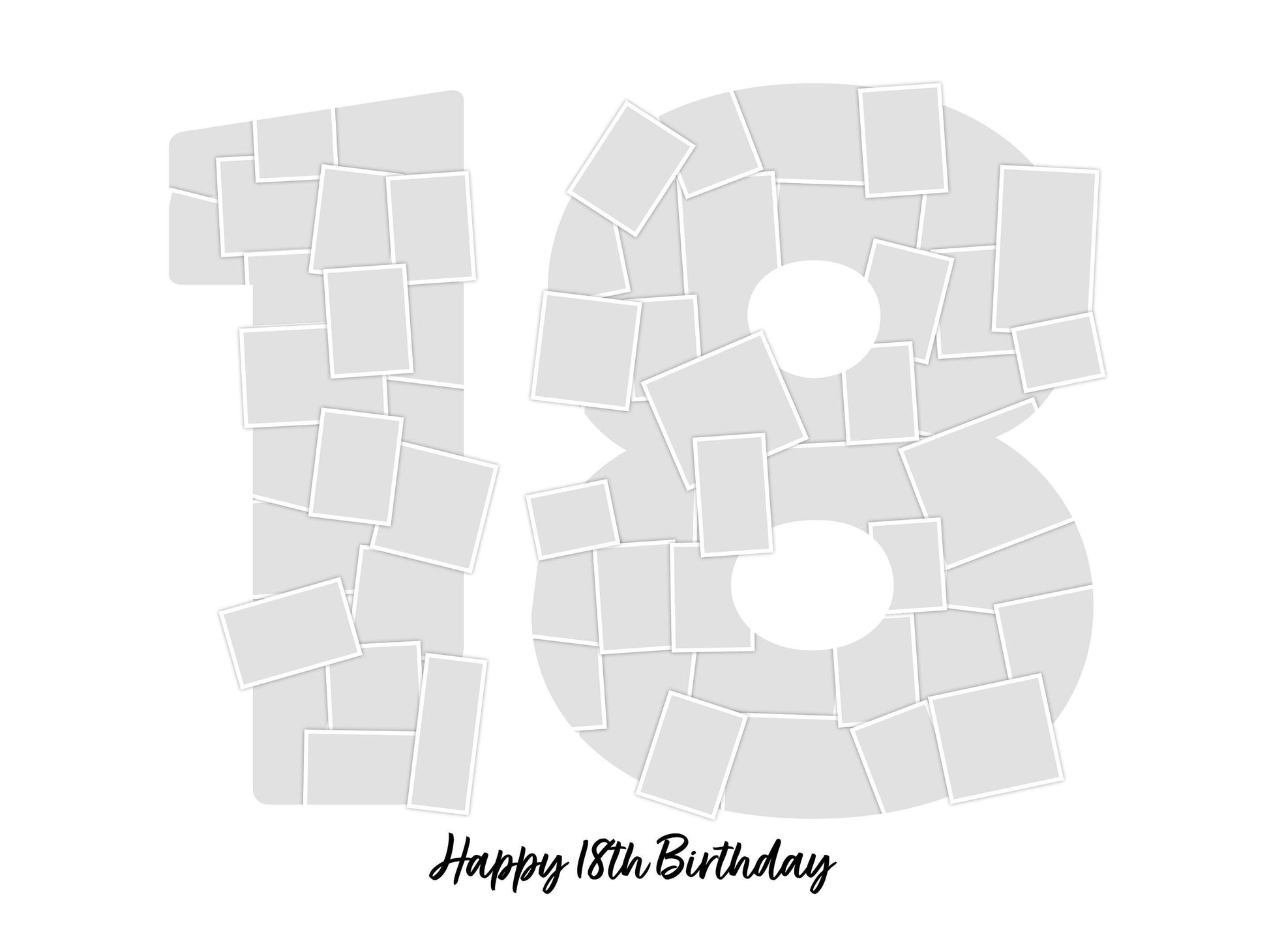 18th Photo Picture Collage, Print and Framed, Number Photo Collage Gift, Birthday Gift for Boy & Girl, Print Gift for landmark Birthdays