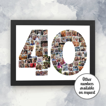 18th Photo Picture Collage, Print and Framed, Number Photo Collage Gift, Birthday Gift for Boy & Girl, Print Gift for landmark Birthdays