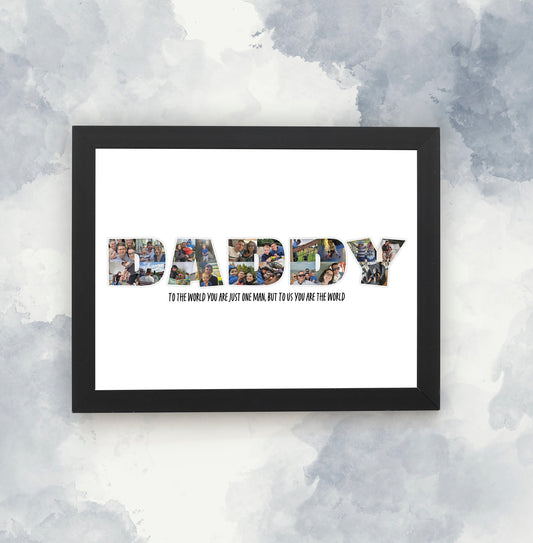 Personalised Daddy Photo Collage Print, Custom Family Gift, Father's Day Gift, Customisable Wall Art, Framed Printed Collage, Gifts for Dad