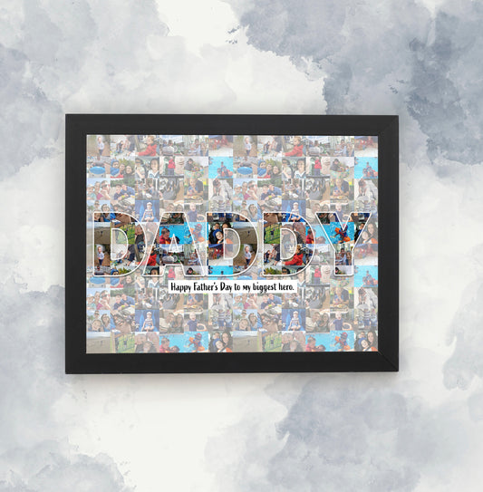 Personalised daddy photo collage, image mosaic print, Fathers day gift, Photo gift for dad, Photo memories, Sentimental Gift, Framed print