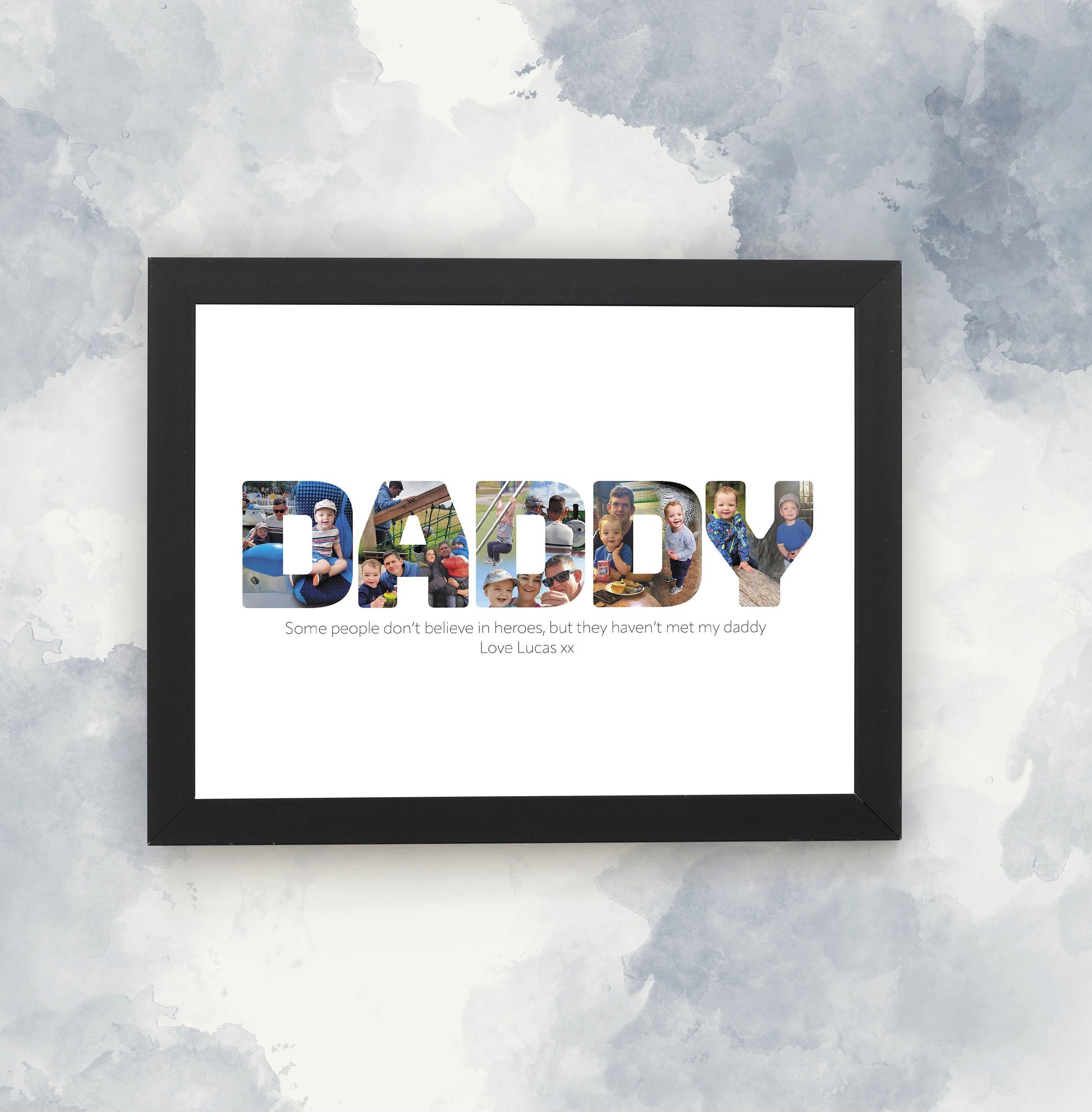 Daddy Photo Collage, Personalised Image Word Print, Framed Print, Home Décor, Gift Ideas for Dad for Christmas, Birthdays or Father's Day