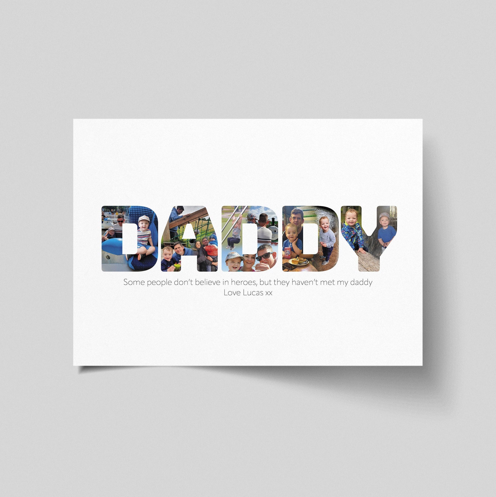 Daddy Photo Collage, Personalised Image Word Print, Framed Print, Home Décor, Gift Ideas for Dad for Christmas, Birthdays or Father's Day
