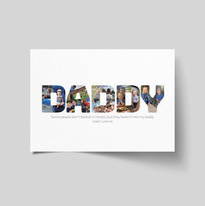 Daddy Photo Collage, Personalised Image Word Print, Framed Print, Home Décor, Gift Ideas for Dad for Christmas, Birthdays or Father's Day