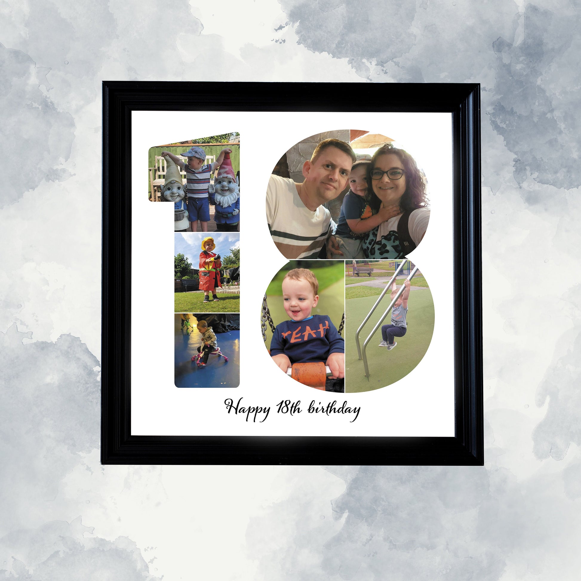 Personalised 18 Print - Custom Number Photo Collage - 18th Photo Print - 18th Anniversary & Birthday Gift for Him or Her