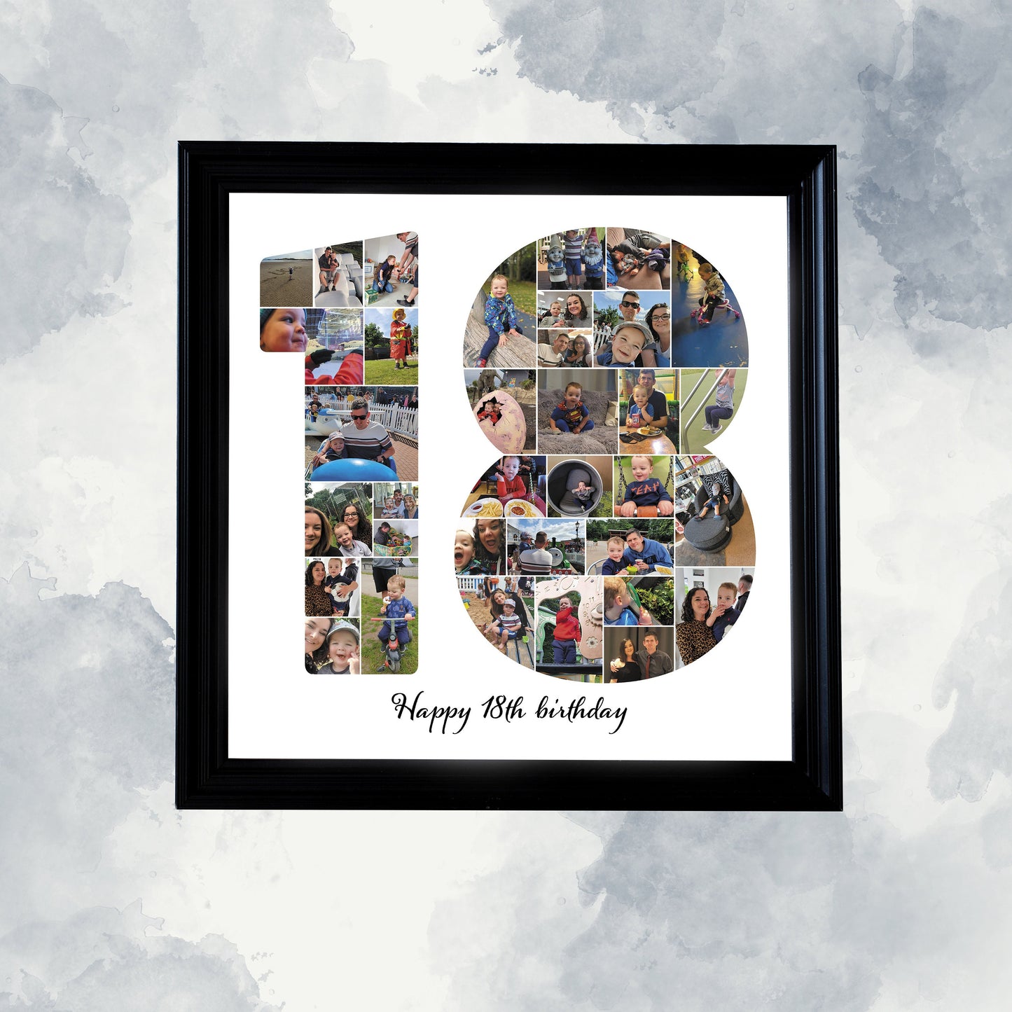 Personalised 18 Print - Custom Number Photo Collage - 18th Photo Print - 18th Anniversary & Birthday Gift for Him or Her