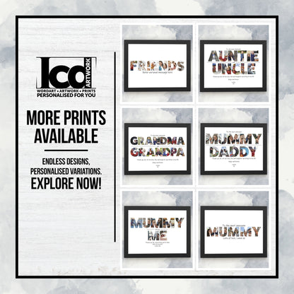 Framed Print for Mum, Personalised Photo Collage, Family Name, Photo Word Art, Mother's Day Gift Ideas