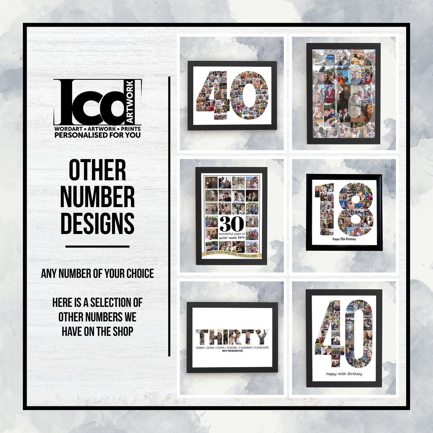 Photo Collage Framed Print for Dad, Personalised Photo Image Collage, Photo Collage Frame, Family Print, Photo Word Art, Gifts for Fathers