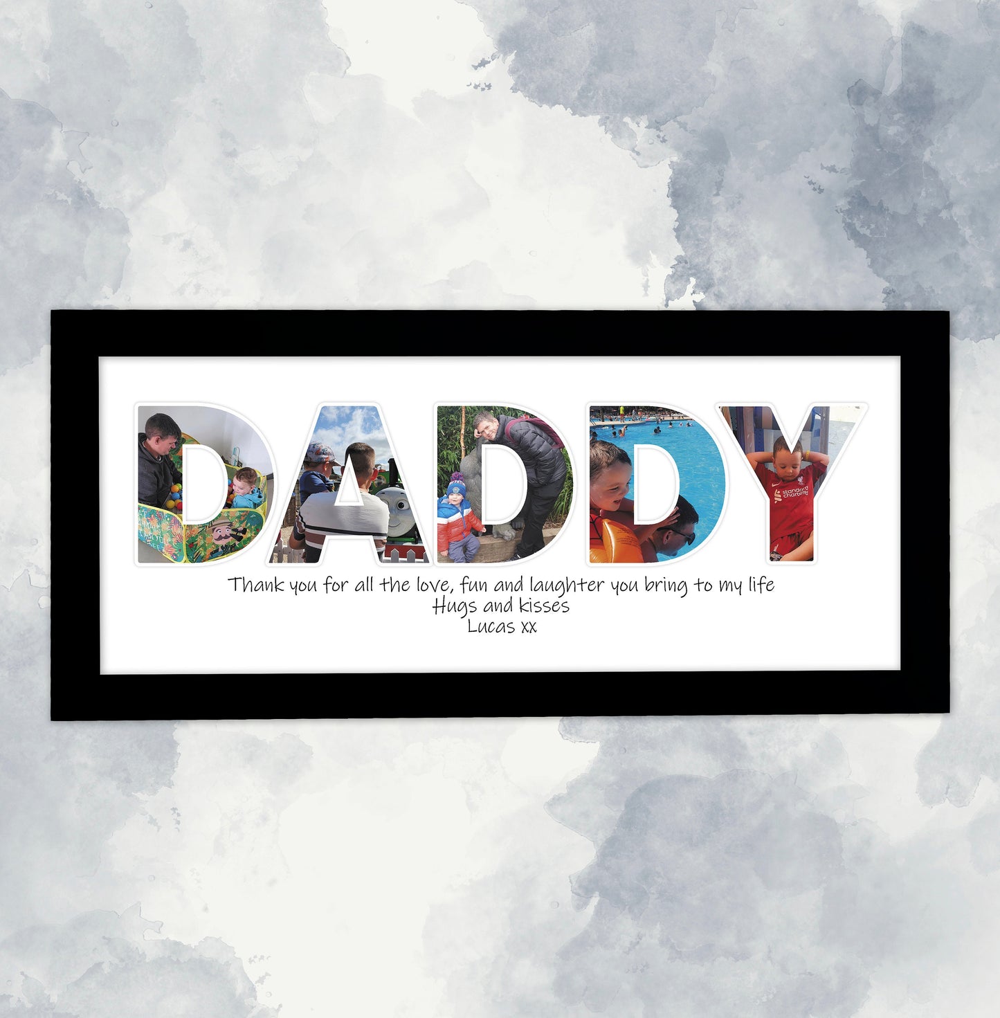 Photo Collage Framed Print for Dad, Personalised Photo Image Collage, Photo Collage Frame, Family Print, Photo Word Art, Gifts for Fathers