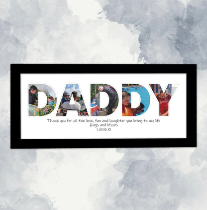 Photo Collage Framed Print for Dad, Personalised Photo Image Collage, Photo Collage Frame, Family Print, Photo Word Art, Gifts for Fathers