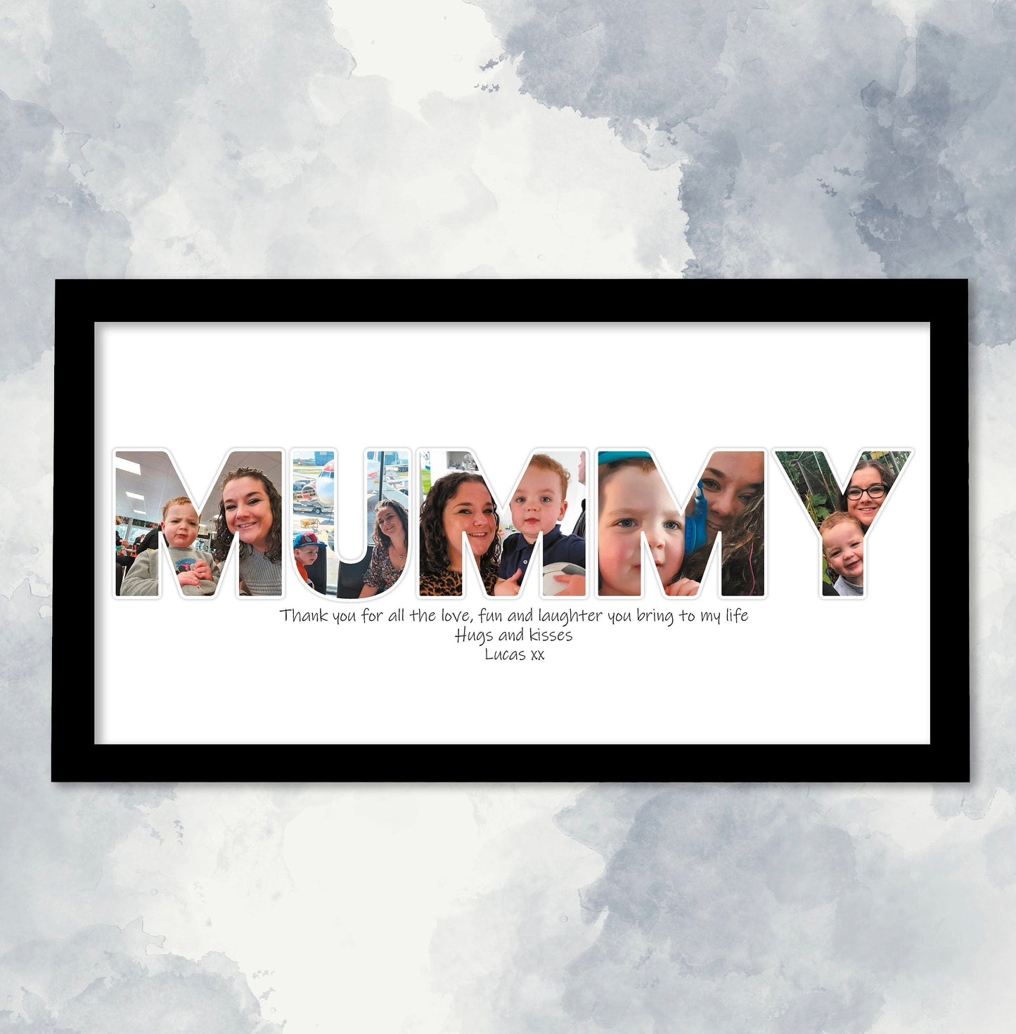 Framed Print for Mum, Personalised Photo Collage, Family Name, Photo Word Art, Mother's Day Gift Ideas