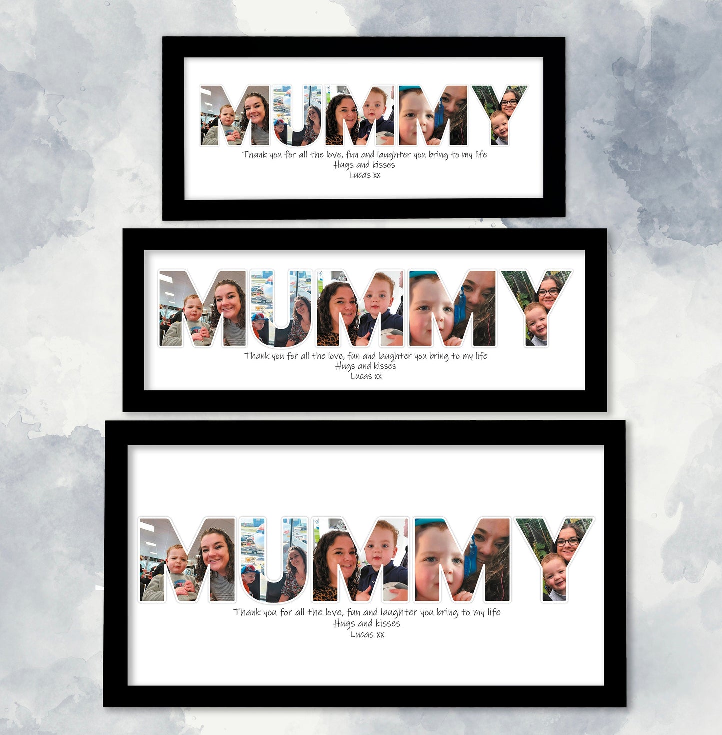 Framed Print for Mum, Personalised Photo Collage, Family Name, Photo Word Art, Mother's Day Gift Ideas