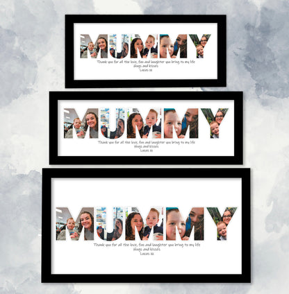 Framed Print for Mum, Personalised Photo Collage, Family Name, Photo Word Art, Mother's Day Gift Ideas