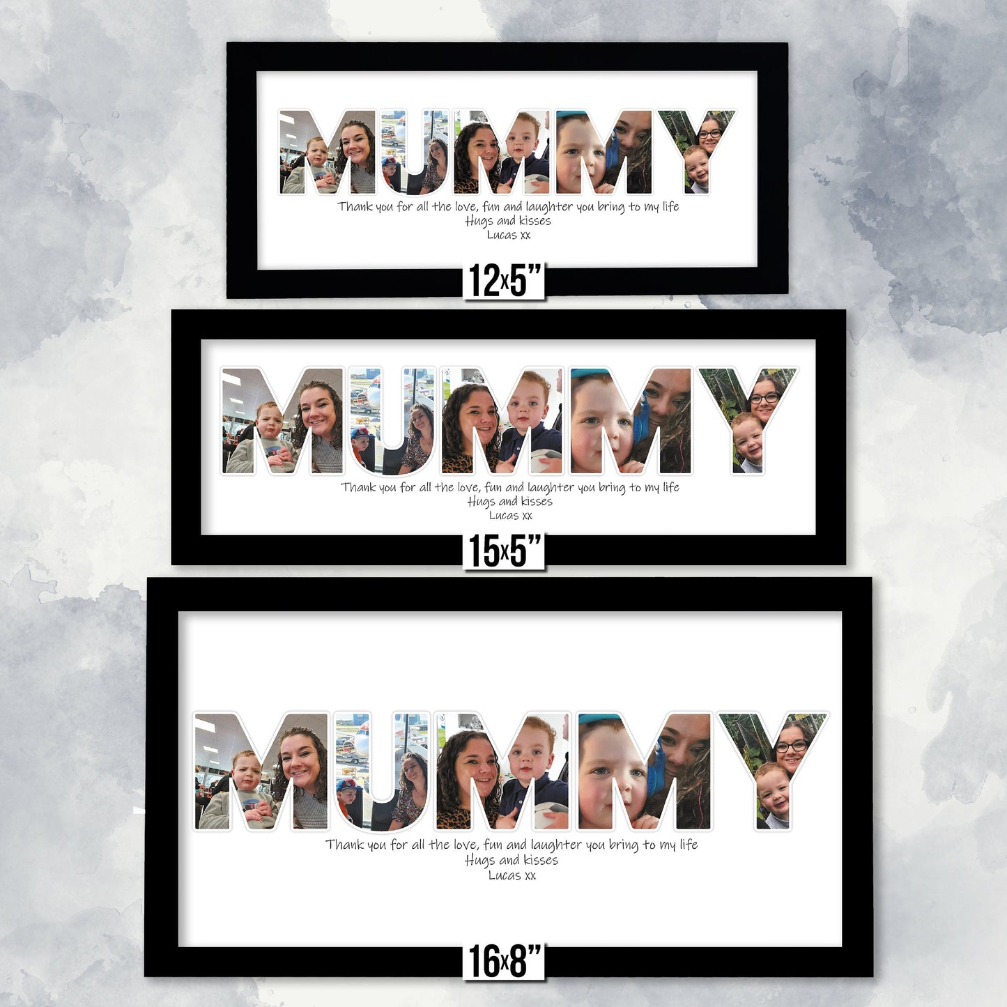 Framed Print for Mum, Personalised Photo Collage, Family Name, Photo Word Art, Mother's Day Gift Ideas