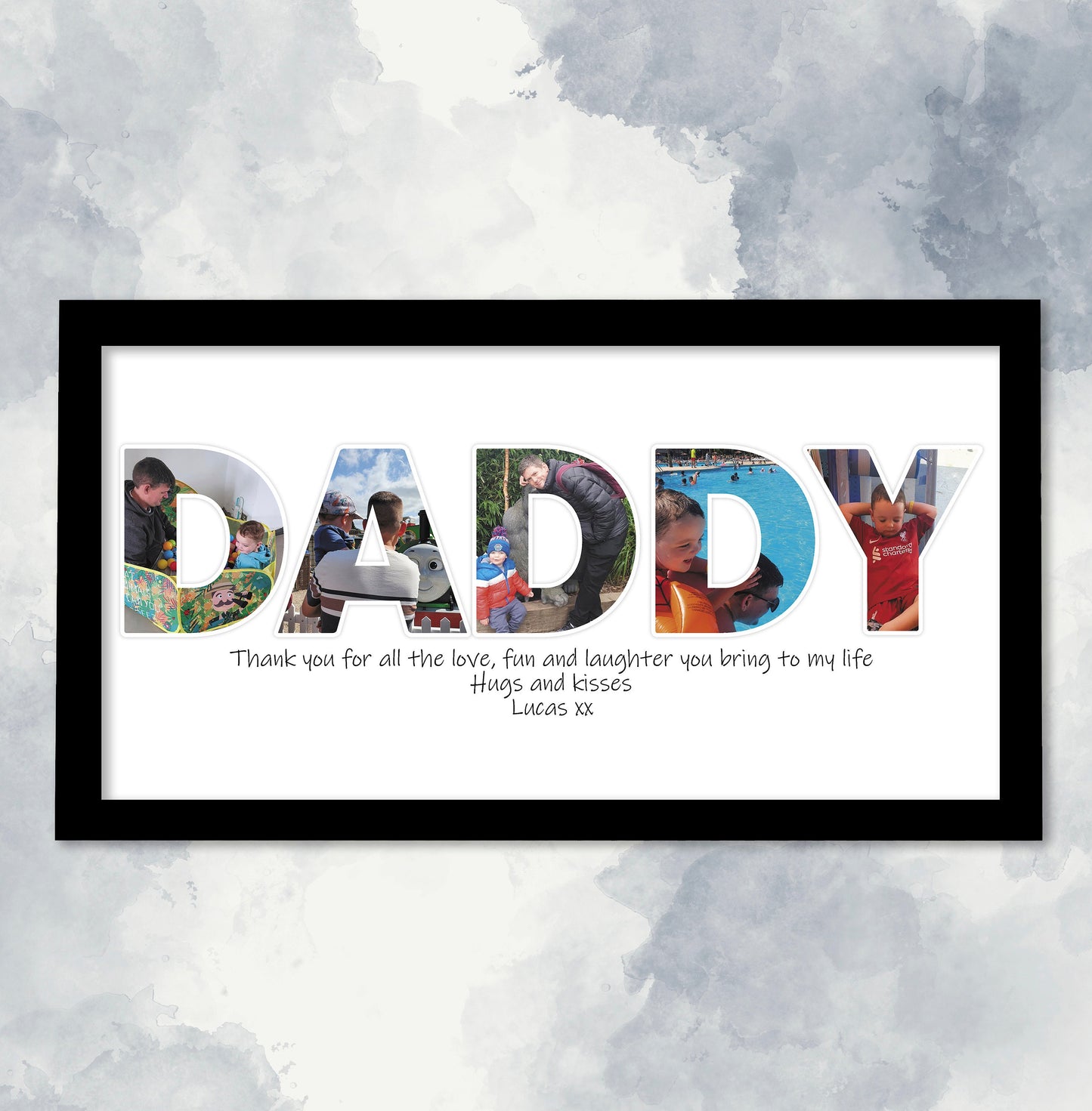 Photo Collage Framed Print for Dad, Personalised Photo Image Collage, Photo Collage Frame, Family Print, Photo Word Art, Gifts for Fathers