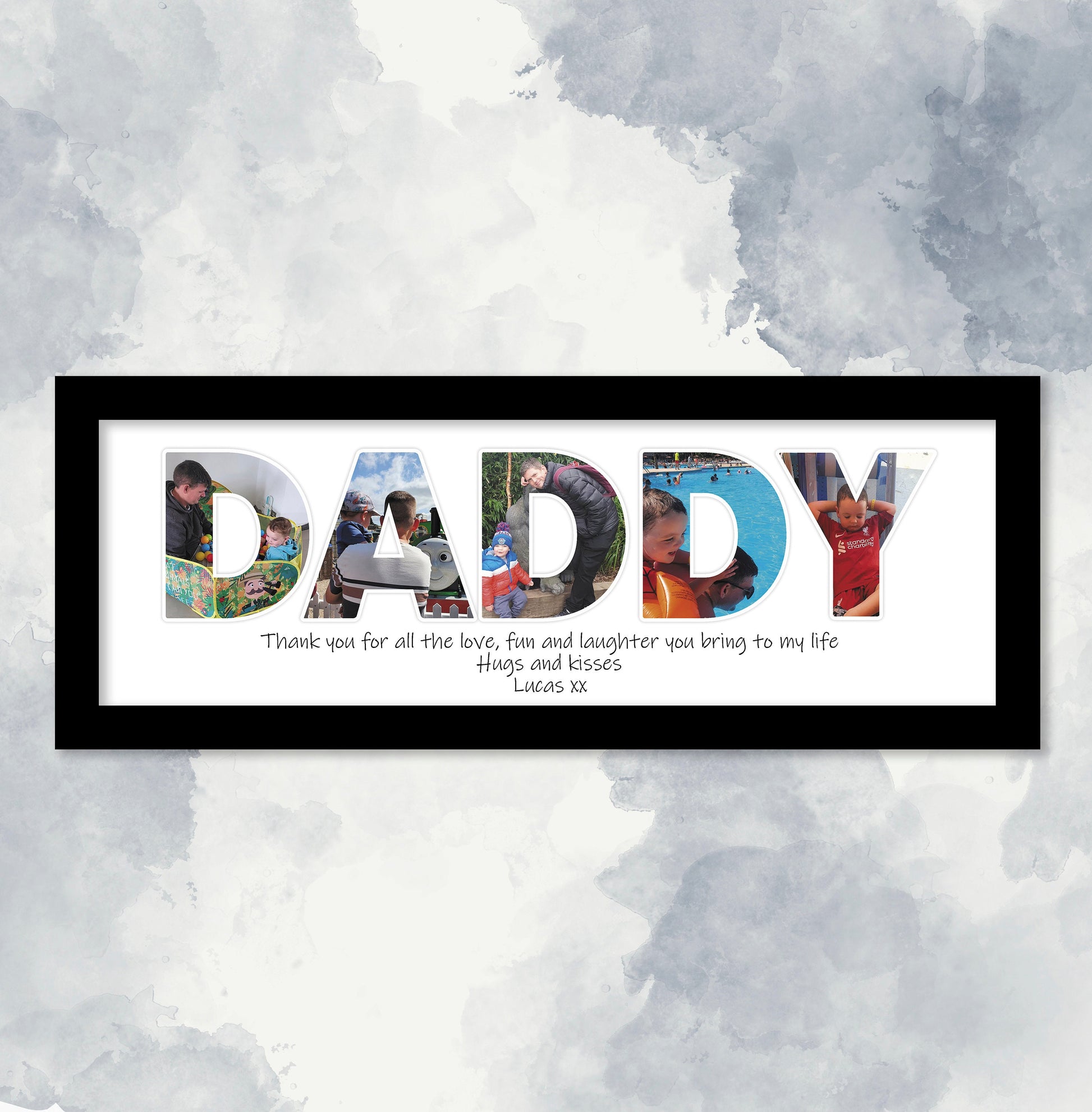 Photo Collage Framed Print for Dad, Personalised Photo Image Collage, Photo Collage Frame, Family Print, Photo Word Art, Gifts for Fathers