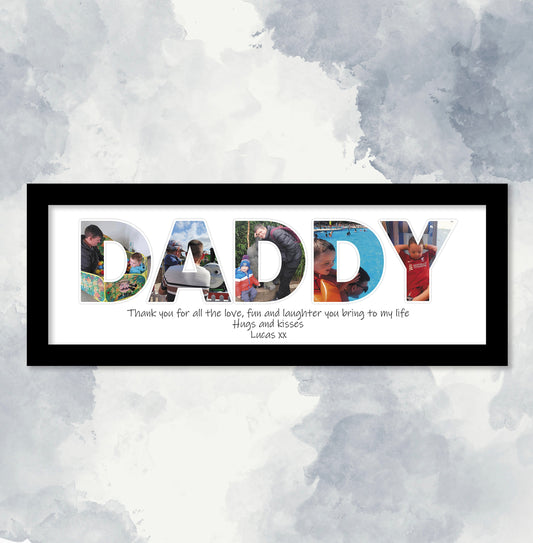 Photo Collage Framed Print for Dad, Personalised Photo Image Collage, Photo Collage Frame, Family Print, Photo Word Art, Gifts for Fathers