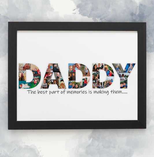 Personalised 'Daddy' Photo Collage Print – Custom Dad Photo Gift, New Father Wall Art, Family Picture Keepsake