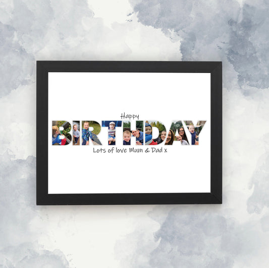 Happy Birthday Photo Collage Print, Personalised Photo Collage, Birthday Photo Print, Framed Print, Birthday Gift idea Boy or Girl