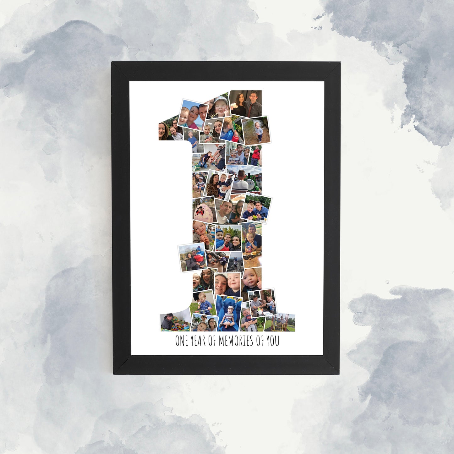 Number One, Personalised Print, Photo Family Collage Print, First Birthday Print, One Year Print, Anniversary Print, Paper Anniversary